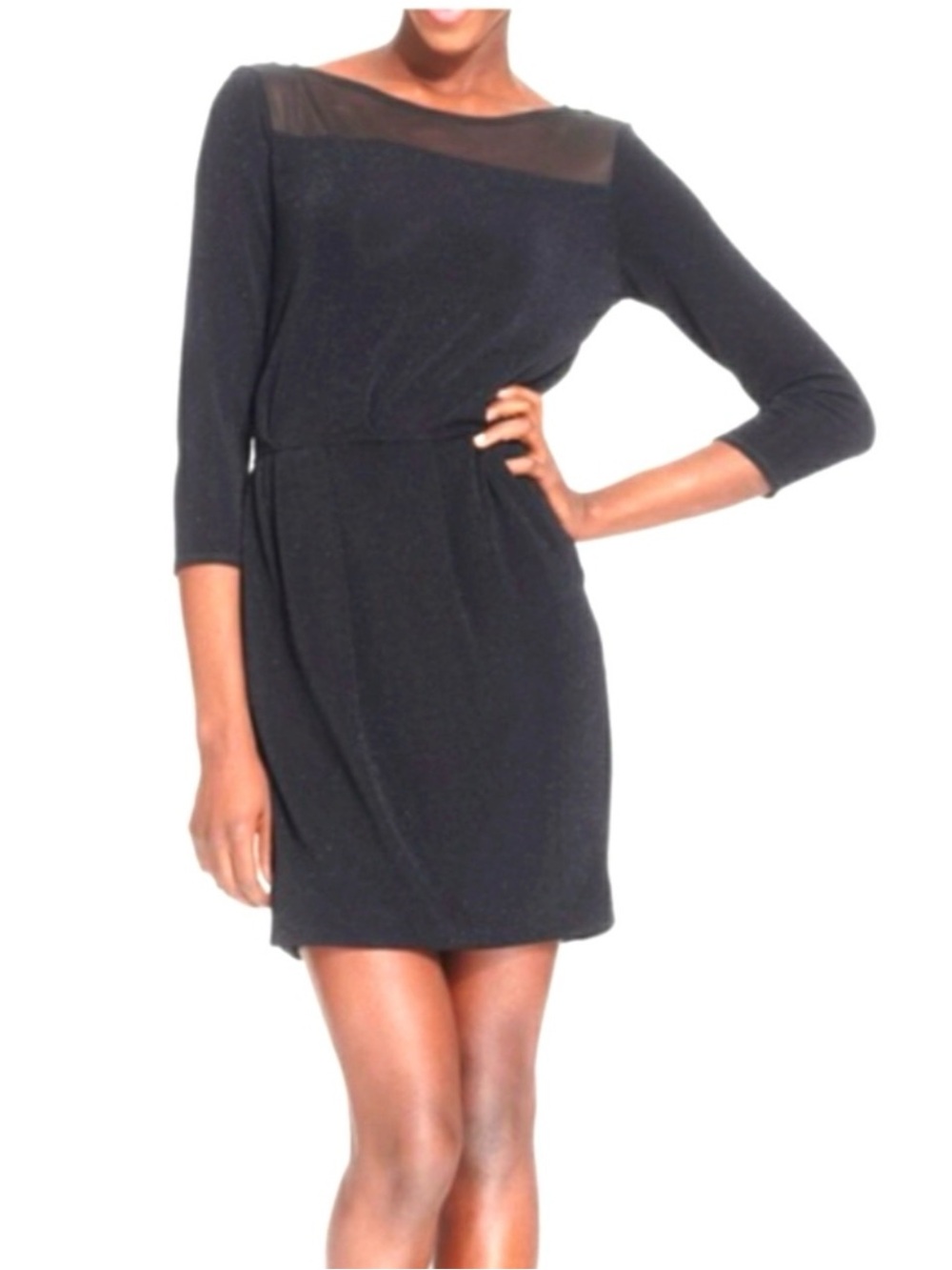 RACHEL Rachel Roy Black Mini Dress with Sheer Yoke